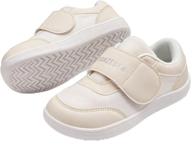 Unisex Kinder Barfussschuhe Breiter Zehenraum Sneaker Komfortabel Minimalistische Outdoor Walking Leichte Rutschsicher Turnschuhe für Jungen Mädchen Kleinkind Weiß 24