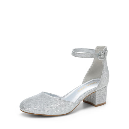 DREAM PAIRS Womens Low Block Heel Ankle Strap Chunky Heel Pumps - Ideal for Festive Occasions, Weddings, Office and Party | Knöchelriemen und klobigem Absatz – ideal für festliche Anlässe, Hochzeiten, Büro und Party