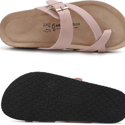 Women's Toe Separator Cork Foot Bed Sandals Adjustable Comfortable Slippers Elegant Summer Slippers EU 36-41