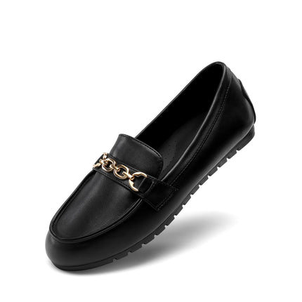 DREAM PAIRS Women's Loafer Comfortable Flat Shoes | Comfortable sole, arch support, non-slip textured sole, easy to put on, ideal for driving, chic metal details