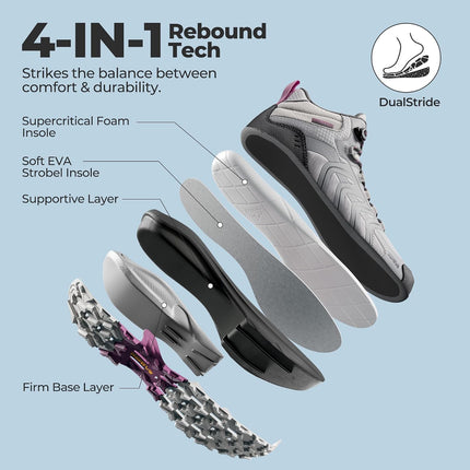 NORTIV 8 Women's Hiking Boots | 4-IN-1 Rebound Tech Leicht Wasserdicht Outdoor Trekking Rutschfest Bequem Knöchel Atmungsaktiv Boot für Camping Reisen