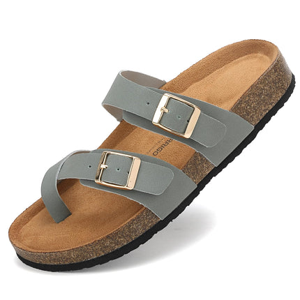 Women's Toe Separator Cork Foot Bed Sandals Adjustable Comfortable Slippers Elegant Summer Slippers EU 36-41