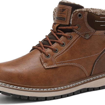 AX BOXING Men's Winter Shoes, Lined Warm Winter Boots, Men's Fashion Winter Boots, Non-Slip Snow Boots, Size 41-46 EU (Light Brown, 46 EU)