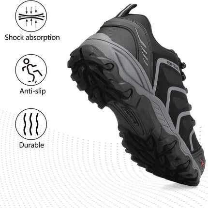 NORTIV 8 Men's Waterproof Hiking Shoes | Low Top Rubber Toe Cap Slip-Resistant Outsole Cushioned Comfort Provide Support for Hiking Trekking Outdoor Adventures