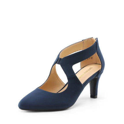 DREAM PAIRS Women's Closed Kitten Heels Pumps | Pointed toe elegant party dress bridal shoes for women
