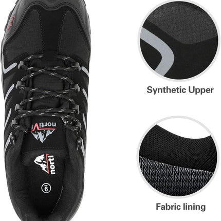 NORTIV 8 Men's Waterproof Hiking Shoes | Low Top Rubber Toe Cap Slip-Resistant Outsole Cushioned Comfort Provide Support for Hiking Trekking Outdoor Adventures