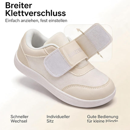Unisex Kinder Barfussschuhe Breiter Zehenraum Sneaker Komfortabel Minimalistische Outdoor Walking Leichte Rutschsicher Turnschuhe für Jungen Mädchen Kleinkind Weiß 24