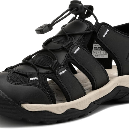AX BOXING Sandals Men's Summer Velcro Trekking Sandals Breathable Sports Sandals Beach Sports Outdoor Sandals Non-Slip Hiking Sandals Size 41-45 EU