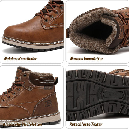 AX BOXING Men's Winter Shoes, Lined Warm Winter Boots, Men's Fashion Winter Boots, Non-Slip Snow Boots, Size 41-46 EU (Light Brown, 46 EU)