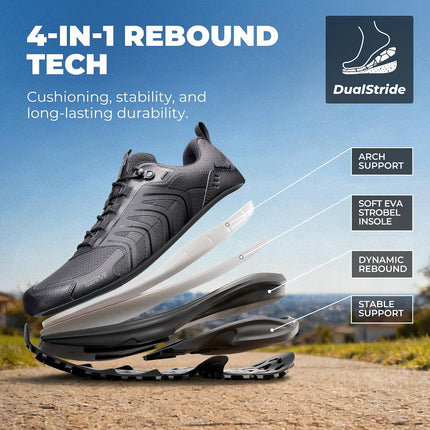 NORTIV 8 Armadillo FieldLite Men's Hiking Shoes | Non-slip waterproof lightweight 4-in-1 rebound technology for comfort outdoor trekking camping climbing daily trainers