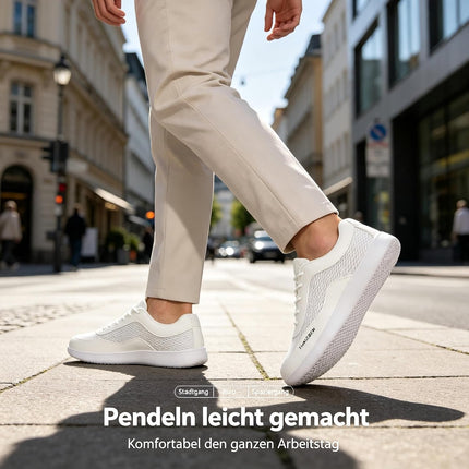 Minimalist Breite Barfußschuhe Zehenbox Zero-Drop Sohle Atmungsaktiv Barfuss Schuhe für Herren Weiß 44