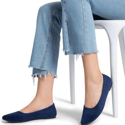 DREAM PAIRS Women's Pointed Faux Suede Ballet Flats | Soft faux leather, elegant slim design, foldable, non-slip sole, comfortable, easy to put on and take off, fashionable