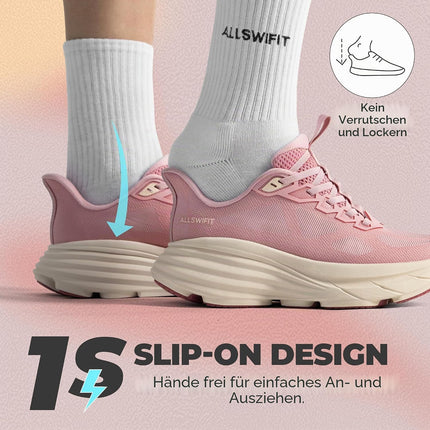 ALLSWIFIT Women's Lightweight Trainers | Slip-on, hands-free, cushioning, running, tennis, non-slip, comfortable, fitness, training, breathable, shock absorption