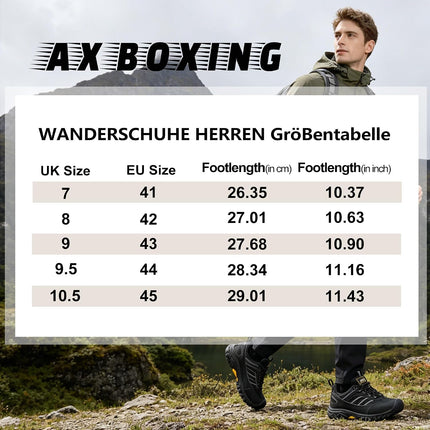 AX BOXING Hiking Shoes Men's Waterproof Trekking Shoes Low Outdoor Shoes Toe Cap for Trekking Hiking Camping 41-46 EU