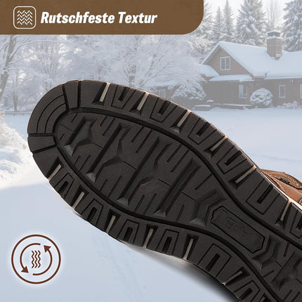AX BOXING Men's Winter Shoes, Lined Warm Winter Boots, Men's Fashion Winter Boots, Non-Slip Snow Boots, Size 41-46 EU (Light Brown, 46 EU)