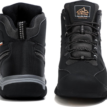 AX BOXING Men’s Winter Shoes, Lined Winter Boots, Warm Hiking Shoes, Outdoor Winter Boots, Non-Slip Hiking Boots, Snow Boots, Trekking Shoes, EU 41–46, Light black