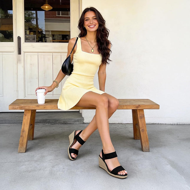 DREAM PAIRS Women's Wedge Sandals Wedge Sandals Open Toe Ankle Strap Espadrilles Sandals Wedge Heel Summer