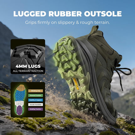NORTIV 8 Armadillo FieldLite Men's Waterproof Pro Lightweight Outdoor Trekking Camping Climbing Shoes | 4-in-1 Rebound-Technologie SGS-Zugelassenen Wasserdichten Rutschfest Design Leichte Outdoor Trekking Camping Kletterschuhe