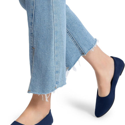 DREAM PAIRS Women's Pointed Faux Suede Ballet Flats | Soft faux leather, elegant slim design, foldable, non-slip sole, comfortable, easy to put on and take off, fashionable