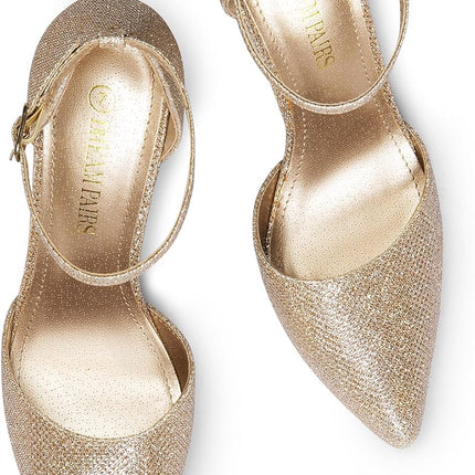 Women's Closed Toe Pumps | spitzer Zehenpartie Knöchelriemen hoher Absatz Stiletto-Absatz Hochzeitsschuhe Brautschuhe