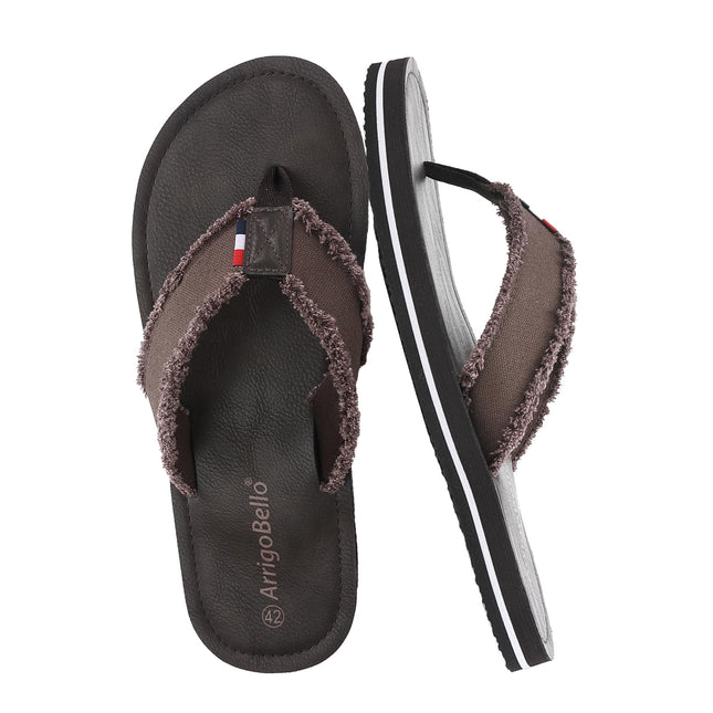 AX BOXING Flip Flops Men's Toe Separator Non-Slip Leather Flip Flops Sandals Beach Pool 41-46 EU