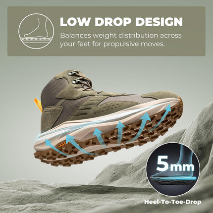 NORTIV 8 Mens Wide Toe Box Hiking Shoes | Low waste design, waterproof, durable workmanship, comfortable and non-slip men's boots for outdoor trekking, camping