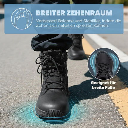 NORTIV 8 Mens Military Tactical Wide Toe Box | Non-slip military boots barefoot hiking shoes with low side zip motorcycle combat boots work shoes