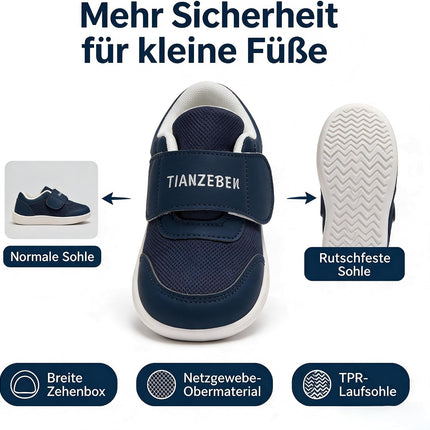 Unisex Kinder Outdoor Walking Turnschuhe Barfussschuhe Breiter Zehenraum Leichte Rutschsicher Sneaker Komfortabel Minimalistische für Jungen Mädchen Kleinkind Blau 25