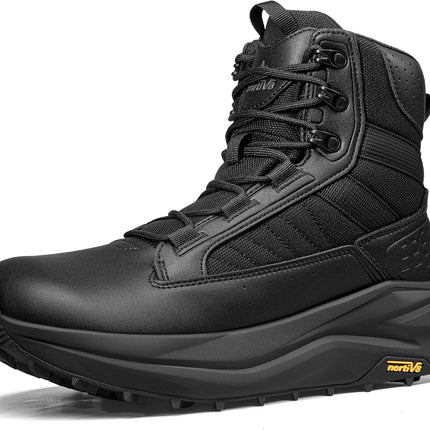 NORTIV 8 Mens Military Tactical Wide Toe Box | Non-slip military boots barefoot hiking shoes with low side zip motorcycle combat boots work shoes