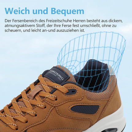 AX BOXING Men's Trainers, Running Shoes with Air Cushion, Sports Shoes, Lightweight Jogging Shoes, Walking Shoes, Size 41-46 EU (Brown, 43 EU)