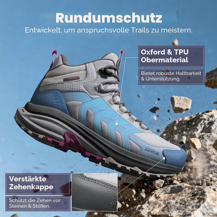 NORTIV 8 Women's Hiking Boots | 4-IN-1 Rebound Tech Leicht Wasserdicht Outdoor Trekking Rutschfest Bequem Knöchel Atmungsaktiv Boot für Camping Reisen