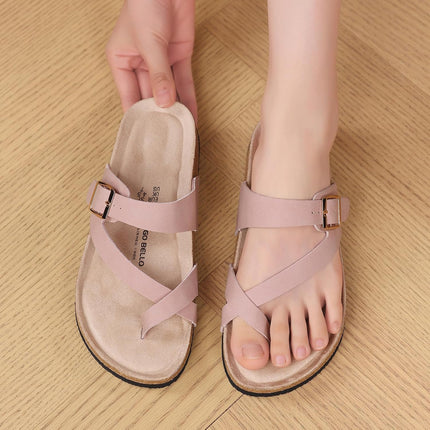 Women's Toe Separator Cork Foot Bed Sandals Adjustable Comfortable Slippers Elegant Summer Slippers EU 36-41