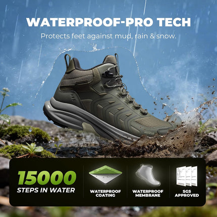 NORTIV 8 Armadillo FieldLite Men's Waterproof Pro Lightweight Outdoor Trekking Camping Climbing Shoes | 4-in-1 Rebound-Technologie SGS-Zugelassenen Wasserdichten Rutschfest Design Leichte Outdoor Trekking Camping Kletterschuhe