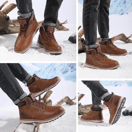 AX BOXING Men's Winter Shoes, Lined Warm Winter Boots, Men's Fashion Winter Boots, Non-Slip Snow Boots, Size 41-46 EU (Light Brown, 46 EU)