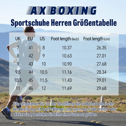 AX BOXING Men's Trainers, Running Shoes with Air Cushion, Sports Shoes, Lightweight Jogging Shoes, Walking Shoes, Size 41-46 EU (Green, 44 EU)