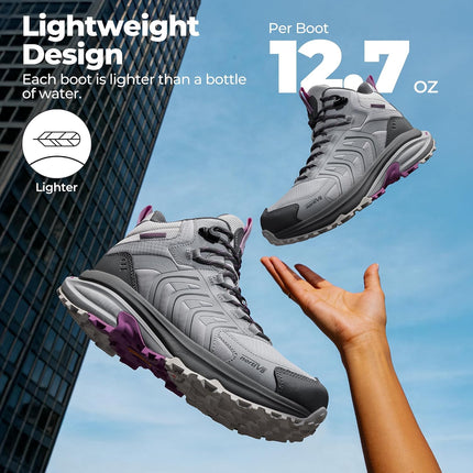 NORTIV 8 Women's Hiking Boots | 4-IN-1 Rebound Tech Leicht Wasserdicht Outdoor Trekking Rutschfest Bequem Knöchel Atmungsaktiv Boot für Camping Reisen