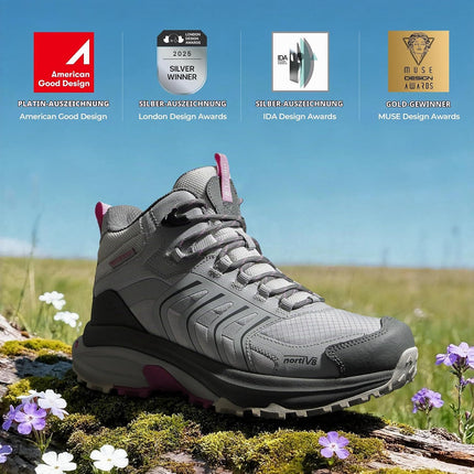 NORTIV 8 Women's Hiking Boots | 4-IN-1 Rebound Tech Leicht Wasserdicht Outdoor Trekking Rutschfest Bequem Knöchel Atmungsaktiv Boot für Camping Reisen
