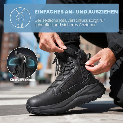 NORTIV 8 Mens Military Tactical Wide Toe Box | Non-slip military boots barefoot hiking shoes with low side zip motorcycle combat boots work shoes