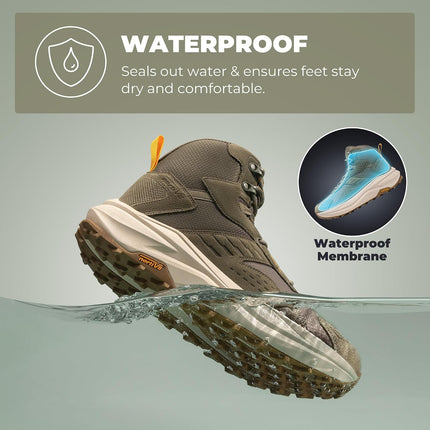 NORTIV 8 Mens Wide Toe Box Hiking Shoes | Low waste design, waterproof, durable workmanship, comfortable and non-slip men's boots for outdoor trekking, camping