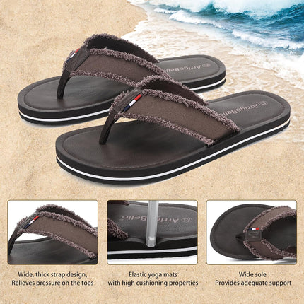 AX BOXING Flip Flops Men's Toe Separator Non-Slip Leather Flip Flops Sandals Beach Pool 41-46 EU