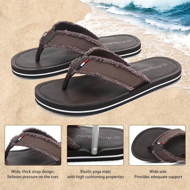 AX BOXING Flip Flops Men's Toe Separator Non-Slip Leather Flip Flops Sandals Beach Pool 41-46 EU