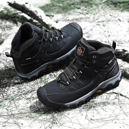 AX BOXING Men’s Winter Shoes, Lined Winter Boots, Warm Hiking Shoes, Outdoor Winter Boots, Non-Slip Hiking Boots, Snow Boots, Trekking Shoes, EU 41–46, Light black